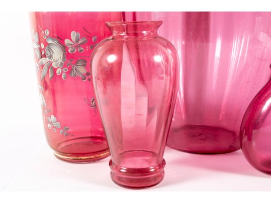 Vintage Cranberry Depression Glass Vases