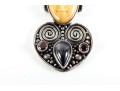 Balinese Sajen 925 Sterling Silver Garnet & Onyx Pendant
