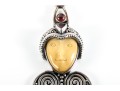 Balinese Sajen 925 Sterling Silver Garnet & Onyx Pendant