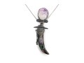 Mexican Sterling Silver & Amethyst Knife Pin