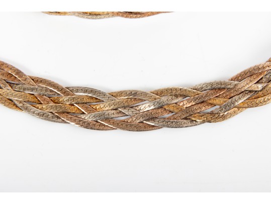 Italian Sterling Silver Braided Necklace & Bracelet 