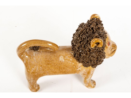 Studio Pottery Lion Figure — Signed Seagrove