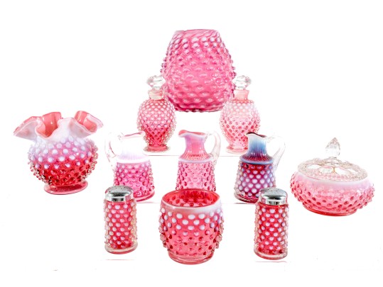 Fabulous Collection Of Cranberry Hobnail Depression Glass