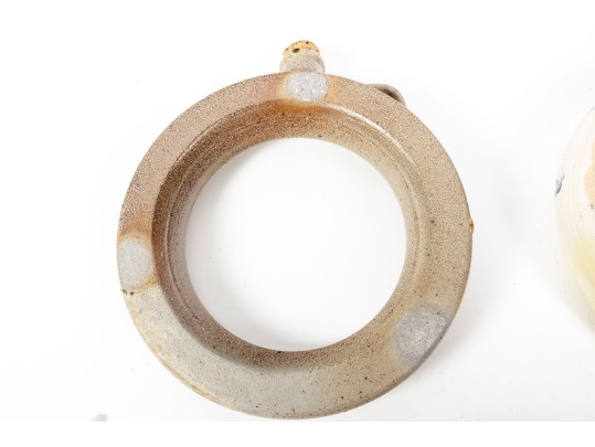Pair Of Signed Studio Pottery Water Flask Rings