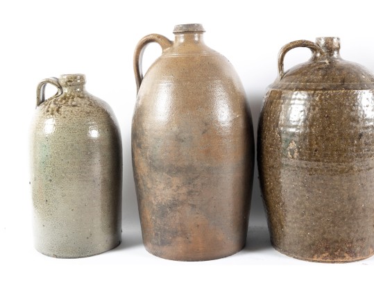 Four Antique North Carolina Glazed Stoneware Jugs