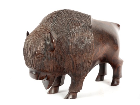 Carved Ironwood Bison Figure