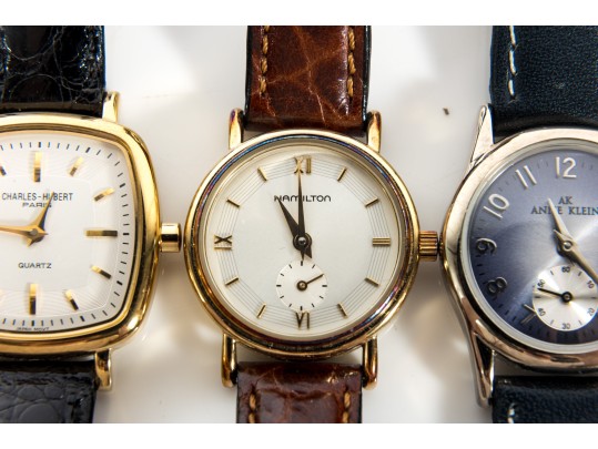 Collection Of Four Vintage Wristwatches With Leather Bands