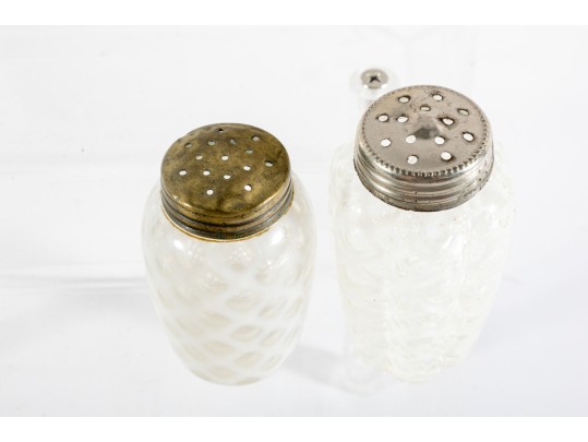 White Depression Glass Salt And Pepper Shakers