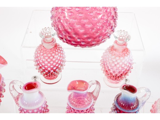Fabulous Collection Of Cranberry Hobnail Depression Glass