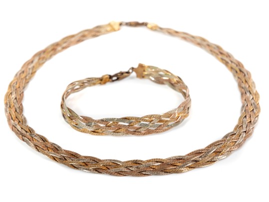 Italian Sterling Silver Braided Necklace & Bracelet 