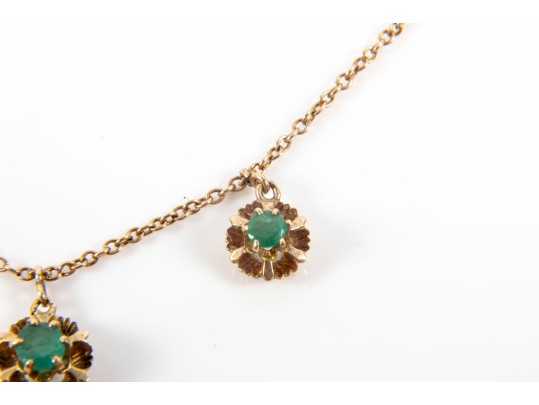 Sleek 14K Stationed Emerald Pendant Necklace
