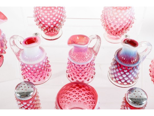 Fabulous Collection Of Cranberry Hobnail Depression Glass