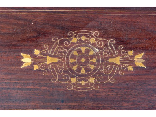 Vintage Rosewood Brass Inlaid Magazine Rack