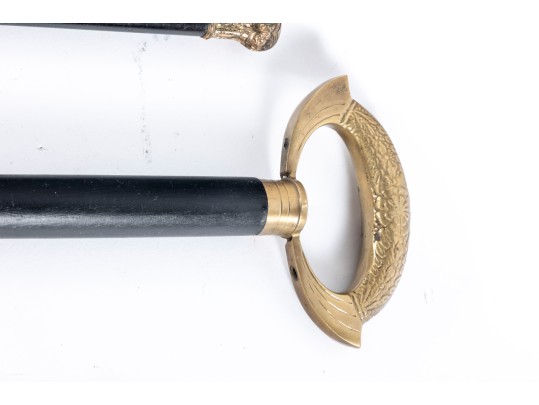 Four Vintage Brass/metal Cap Walking Canes