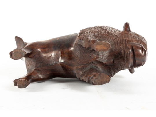 Carved Ironwood Bison Figure