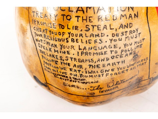 Christopher Columbus Native American Satirical Folk Art Gourd 