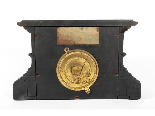 Antique Black Wood Mantel Clock
