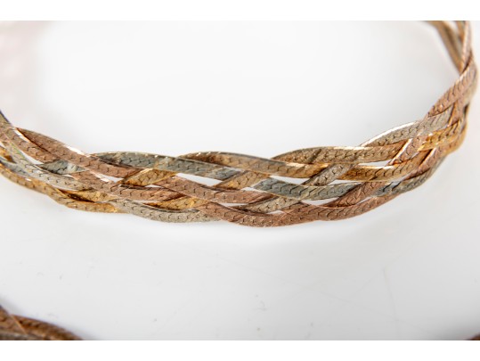 Italian Sterling Silver Braided Necklace & Bracelet 