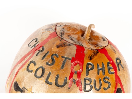 Christopher Columbus Native American Satirical Folk Art Gourd 