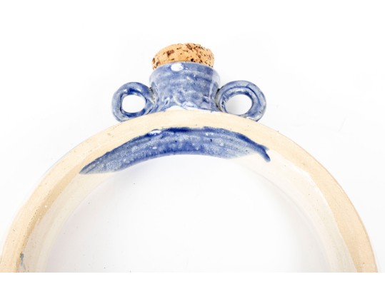 Pair Of Signed Studio Pottery Water Flask Rings