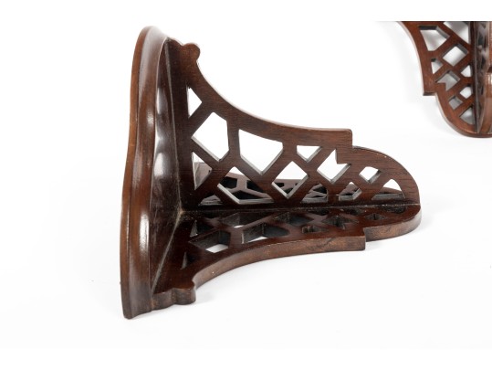 Pair Of Reticulated Mahogany Wall Shelves