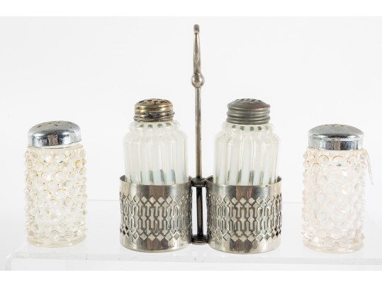 White Depression Glass Salt And Pepper Shakers