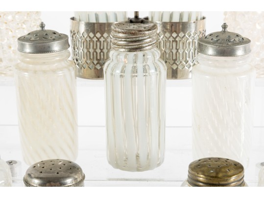 White Depression Glass Salt And Pepper Shakers
