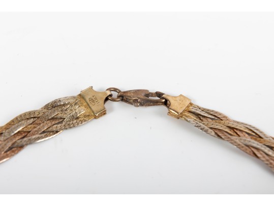 Italian Sterling Silver Braided Necklace & Bracelet 