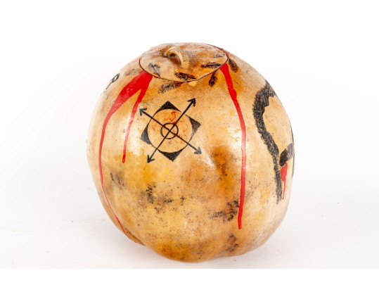 Christopher Columbus Native American Satirical Folk Art Gourd 