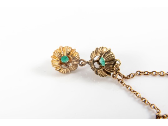 Sleek 14K Stationed Emerald Pendant Necklace