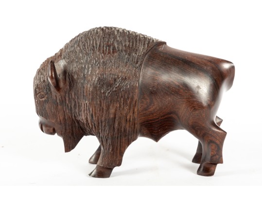 Carved Ironwood Bison Figure