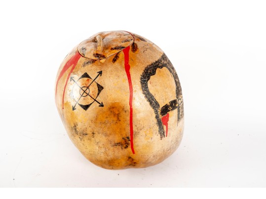 Christopher Columbus Native American Satirical Folk Art Gourd 