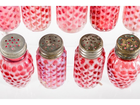 Cranberry Honeycomb Depression Glass Salt And Pepper Shakers