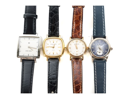 Collection Of Four Vintage Wristwatches With Leather Bands