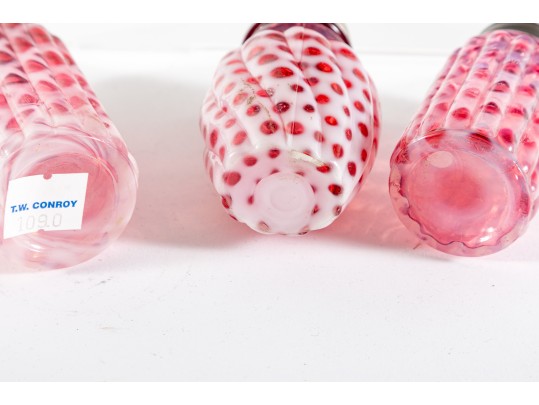 Cranberry Honeycomb Depression Glass Salt And Pepper Shakers