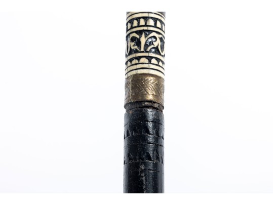 Four Vintage Brass/metal Cap Walking Canes
