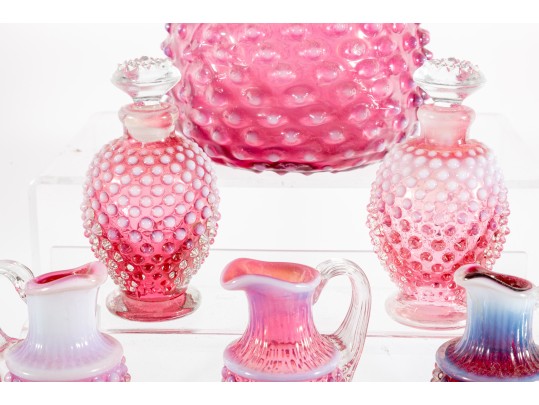 Fabulous Collection Of Cranberry Hobnail Depression Glass