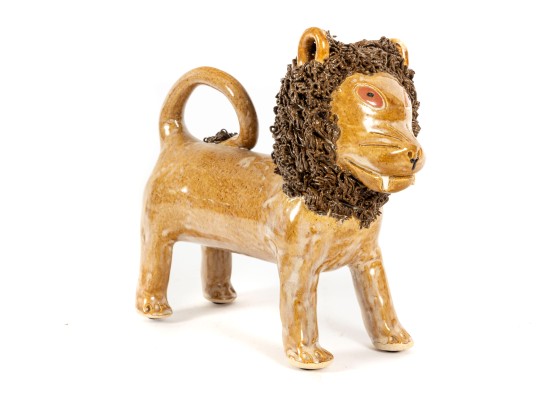Studio Pottery Lion Figure — Signed Seagrove