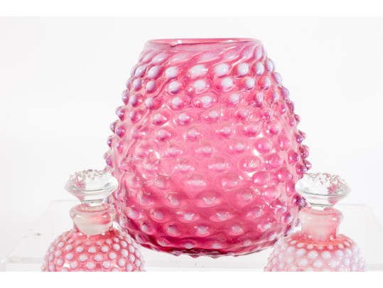 Fabulous Collection Of Cranberry Hobnail Depression Glass