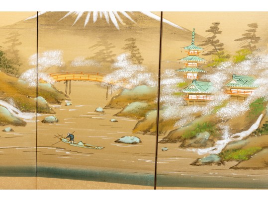 Four Panel Chinese Mt. Fuji Byobu Screen