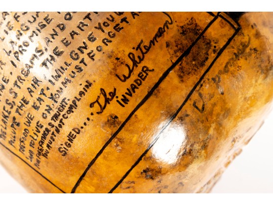 Christopher Columbus Native American Satirical Folk Art Gourd 