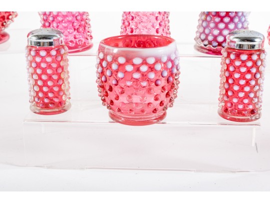 Fabulous Collection Of Cranberry Hobnail Depression Glass