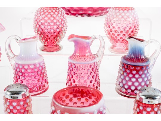 Fabulous Collection Of Cranberry Hobnail Depression Glass