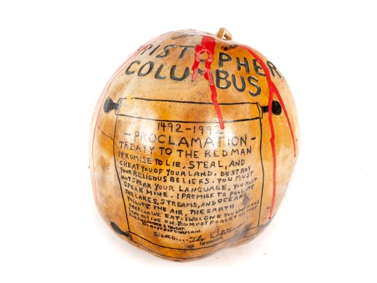 Christopher Columbus Native American Satirical Folk Art Gourd 