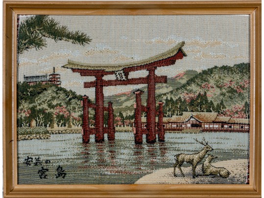 Japanese Torii Gate Needlepoint Embroidery 