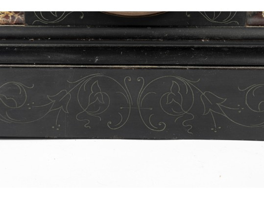 Antique Black Wood Mantel Clock