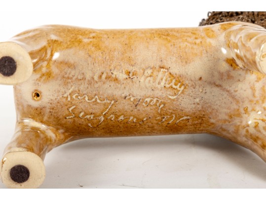 Studio Pottery Lion Figure — Signed Seagrove