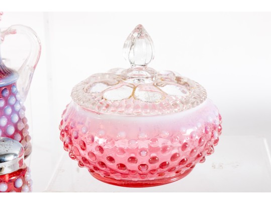 Fabulous Collection Of Cranberry Hobnail Depression Glass