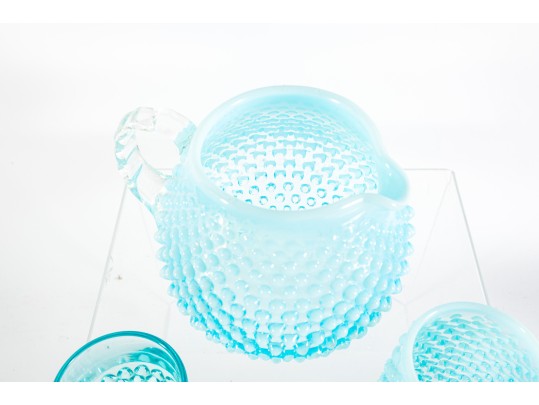 Blue And White Hobnail Depression Glassware