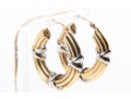 14k Yellow Gold Ribbed X-Motif Hoop Earrings